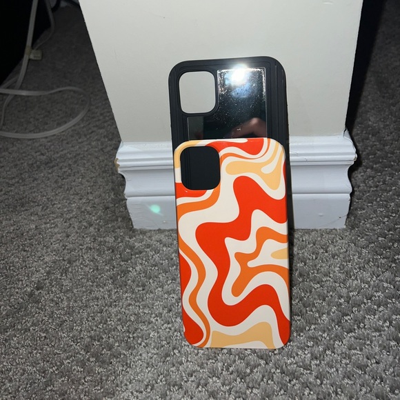 iPhone 11 Society6 Retro Liquid Swirl Abstract in Orange iPhone Card Case - Picture 2 of 4
